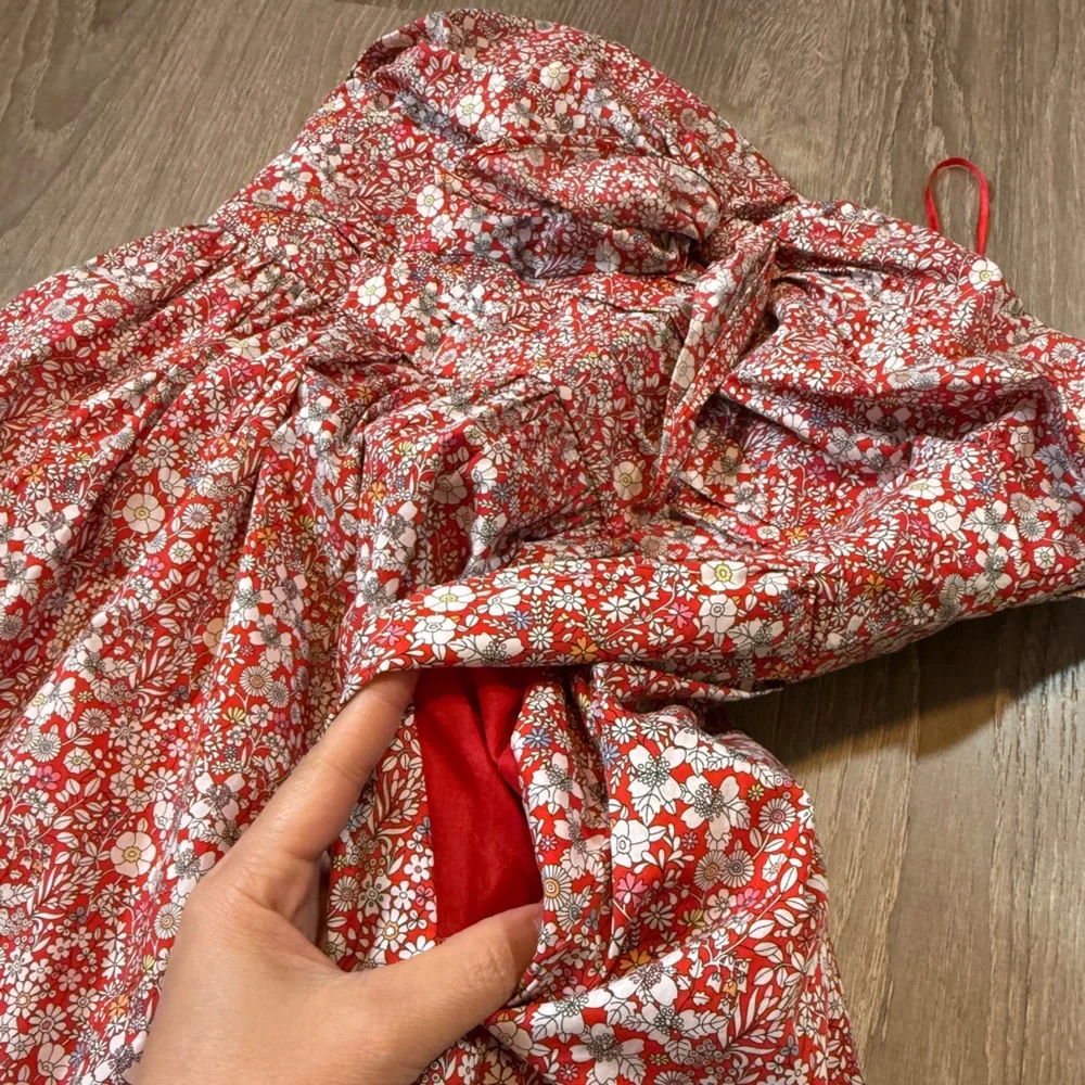 J. Crew Strapless Red Floral Dress-size 12